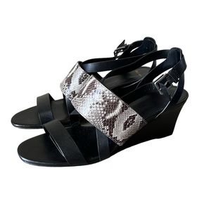 Cole Haan Women's Helena Snake Embossed Leather Wedge Heel Sandal size 10 B